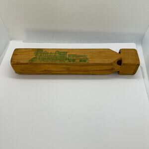 Wooden Toy Train Whistle Green Printed Train Picture